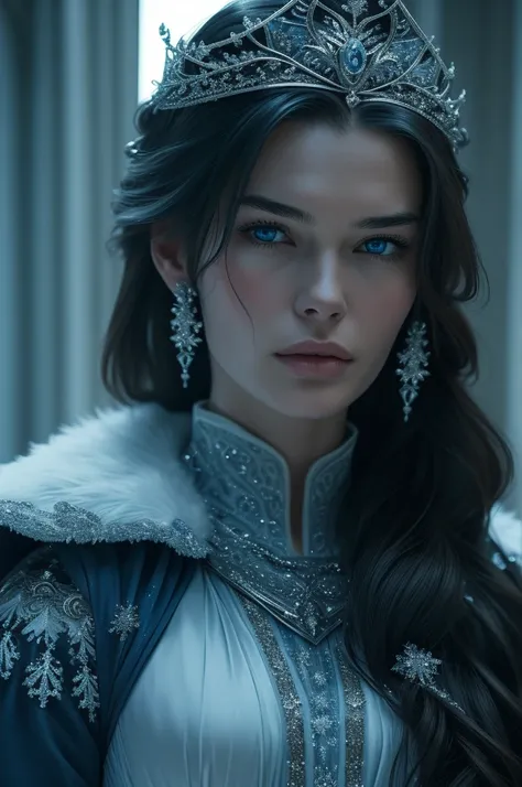 16 year old Lena Headey, ultra detailed face, ultra detailed blue eyes, long hair, (dress), tiara, winter, (((masterpiece)))