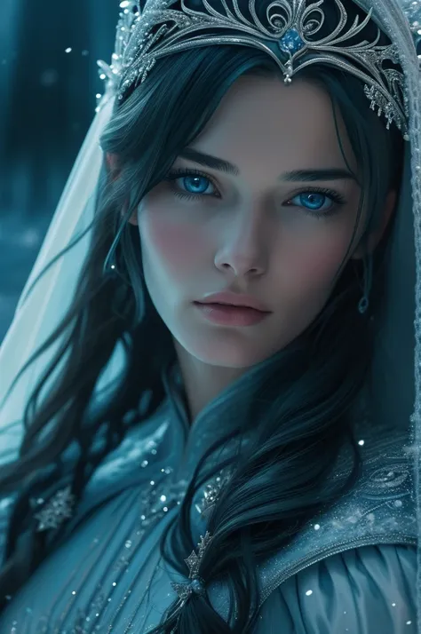 16 year old Lena Headey, ultra detailed face, ultra detailed blue eyes, long hair, (dress), tiara, winter, (((masterpiece)))