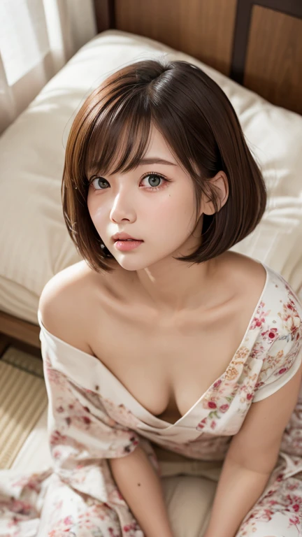 One Girl, (Beautiful girl, Delicate girl:1.3), (21 years old:1.3),
break, (White floral kimono:1.2), (publish nudes:1.3),
break, (futon、Japanese style hotel:1.2), (lie down wide:1.3),
break, Very beautiful eyes, (Symmetrical eyes:1.3),
break, Small breasts...