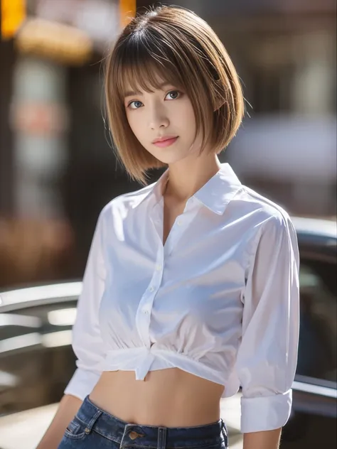 ((Highest quality、In 8K、masterpiece:1.3))、Sharp focus:1.2、Beautiful woman perfect body:1.4、Slim Abs:1.2、((Short Hair:1.2))、(trendy fashion in tokyo、shirt:1.1)、Background white、Wet body:1.5、Three-dimensional texture、Detailed eyes、（Brown Hair、Black Hair:1.2)...