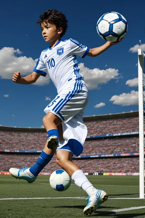 Image blue and white colors soccer wind papers  