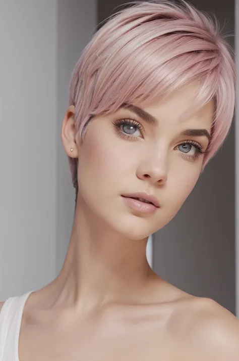 faces:

Big gray eyes with big thick eyelashes.
Small and thick pink lips.
Medium sized straight nose.
Skin color:

White with pink tones.
Hair:

short (hair above the shoulders in a layer cut) White color.
body:

tall.
Slim build with large hips and mediu...