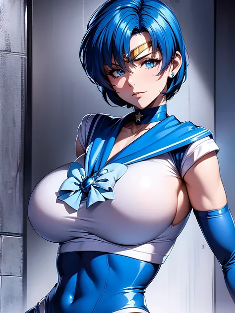 Sailor mercury,long blue hair,Blue Power Ranger, hurricane ,Sexy goth woman big breast, character sheet,