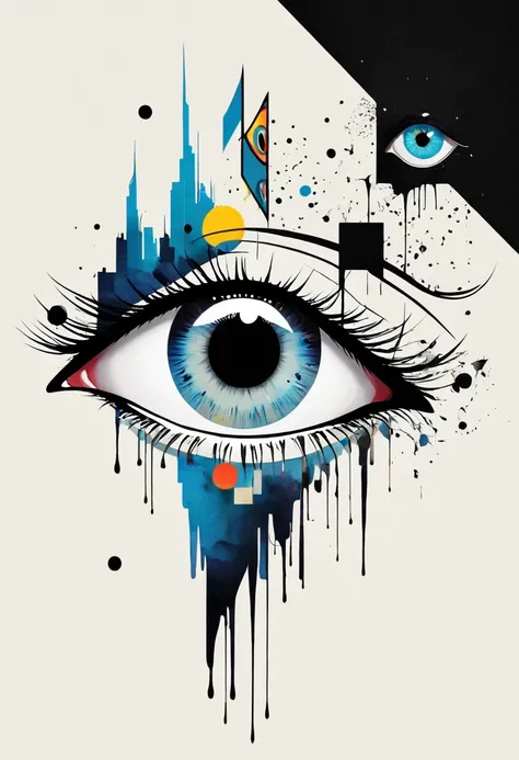 ink，Eye,Deconstruction，Eye Building，Minimalism，geometry，Sense of space，graphic design，Vector，poster design