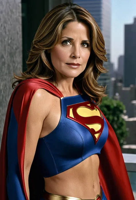 supergirl  lorraine bracco 2007; hd. photograph, ((realism)), extremely high quality raw photograph, ultra detailed photograph, ...