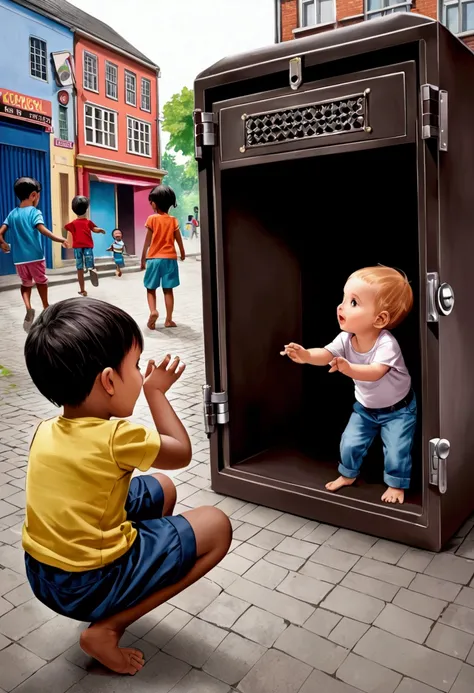 A  playing with children in a safe public place designated for children and reporting the danger