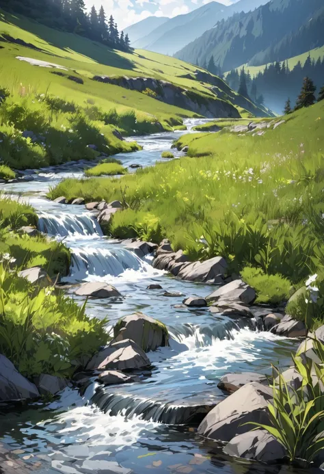 A stream running through the mountains