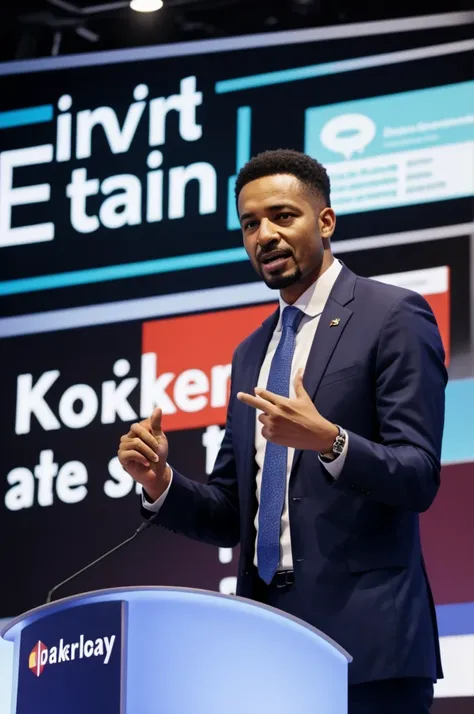 A man giving a speech with the okay sign
