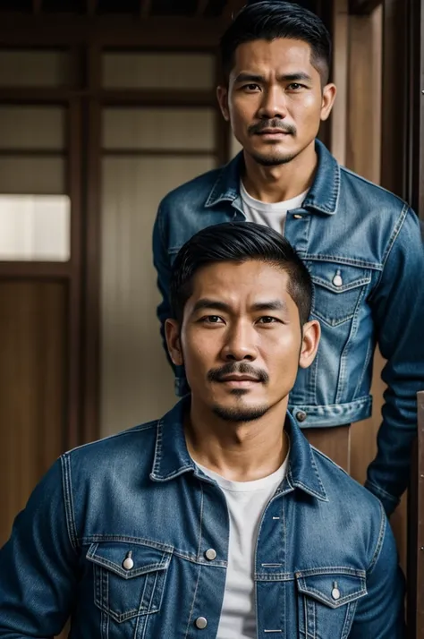 make character of my action film and his name is " Jim ". This man is filipino in age of 30 years old and handsome man long nose. Wearing denim jacket. The facial expression of this man is normal, not smiling, not sad. No beard, no mustache