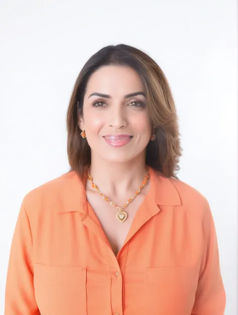 smiling woman in orange shirt with necklace and gold necklace, magda torres gurza, farida malik, lorena avarez, fernanda suarez,...