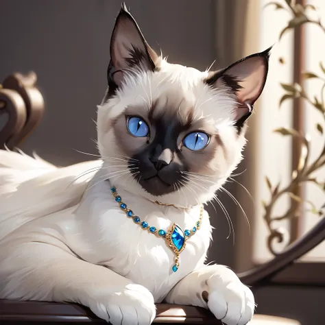 Siamese cat, elegant appearance, graceful pose, beautiful fur, cute, beautiful portrait