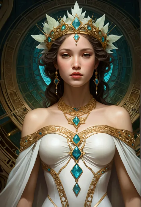 Portrait of an ethereal goddess, complicated, elegant, Highly detailed, digital painting, art station, concept art, smooth, Sharp focus, illustration, งานศิลปะโดย artgerm และ greg rutkowski และ alphonse Mucha และ william - Adolphe Bouguereau และ stephanie ...