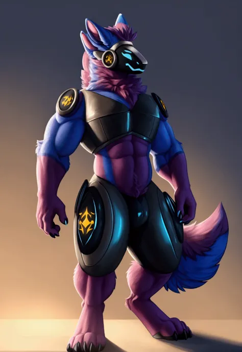 Male protogen, tall, giant body, masculine, buff body, muscular, strong arms and legs, wide shoulder, Big pectorals