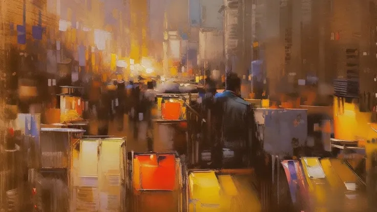 Cityscape print , Paris street cafeteria, night market,  road light, car,  bookstore, Long Shot, A broad perspective,  sunset, car両,  Artistic Oil Painting,