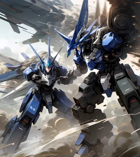 (Two mechs are fighting)、Air Combat、during war、Wounded