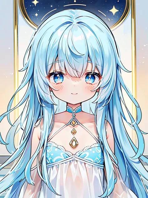 masterpiece, best quality, extremely detailed, (illustration, official art:1.1),adorable face、 1 girl ,(((( light blue long hair...