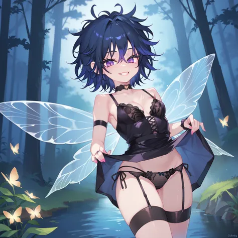 anime - style image of a woman in a lingerie and fairy wings, a sexy maid in a magical forest, insect trainer girl, anime moe artstyle, smiling as a queen of fairies, a maid in a magical forest, hana yata, anime lush john 8k woods, pixie character, dark fa...