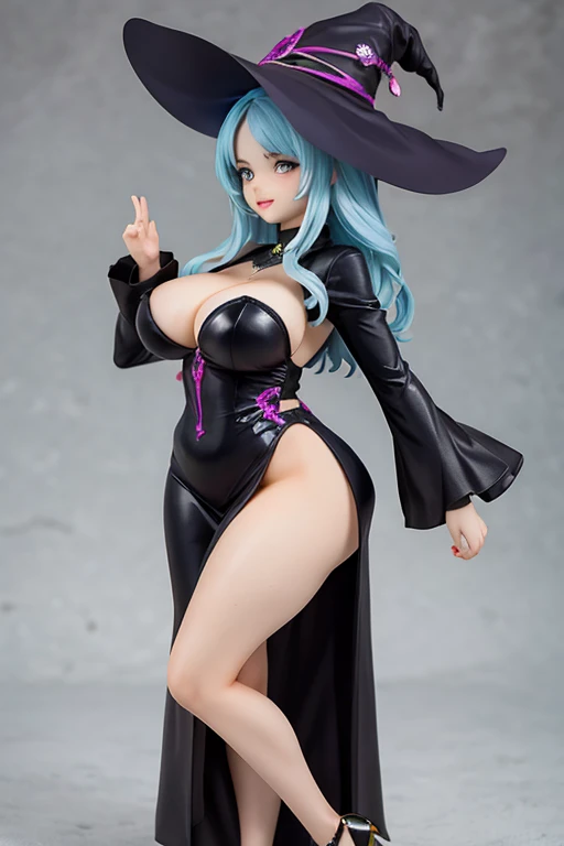 figure of witch, massive breasts, sexy pose, sexy dress, curvy, dancing 