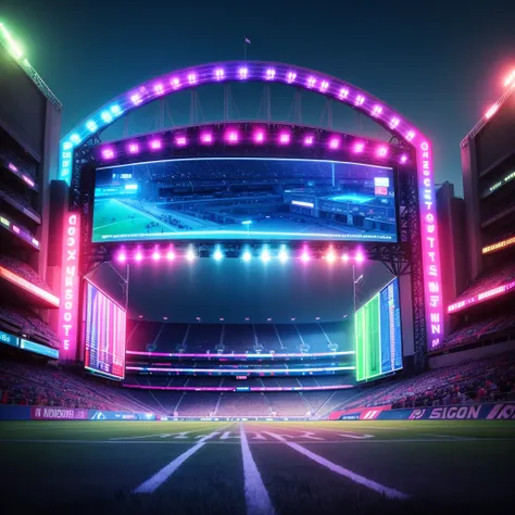 neon football stadium background ,colourful lighting