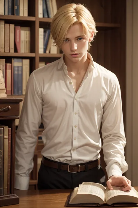 Young blond man with the bible 