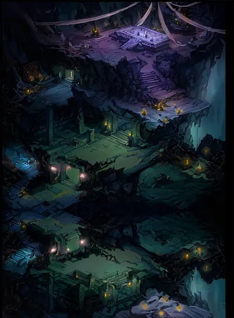 (masterpiece, top quality, best quality, official art, beautiful and aesthetic:1.2), a dark and mysterious underground cave，full...