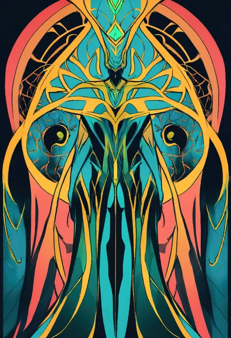 Symmetrical Tarot concept art by Danaham (Very provocative)+ Elf Queen Dress Up, Lovecraft Madness Theme,  author：Lee Bursten, Tarot 512, 8K, High Detail, complex