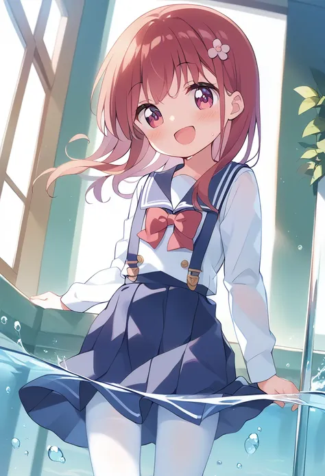 score_9, score_8_up, score_7_up, source_アニメ, masterpiece, 1girl, work, school uniform, blue dress, sailor dress, pinafore dress,...