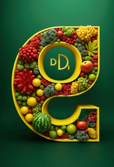 A logo with name , D i L i In 3D With Background ,Unripe,yellow,rot 