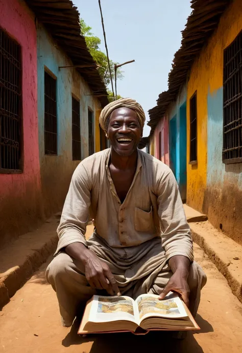 creates an image where those same people who were walking automatically find the information in the book that frees them from slavery and become very happy and everything takes on color.