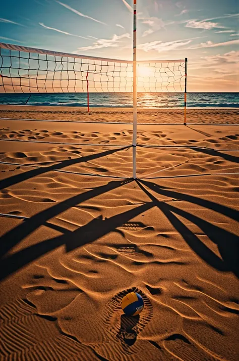 masterpiece，best quality，The background is the beach，((There is a volleyball net present))（Extremely detailed 8K wallpaper），（best quality），（Best illustration），（Best shadows），absurd，realistic lighting，（abyss），Beautiful detailed glow，PeterMohrBacherArt