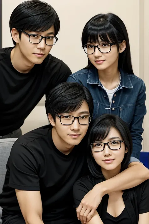 Tobio kageyama with girlfriend with glasses and black hair 