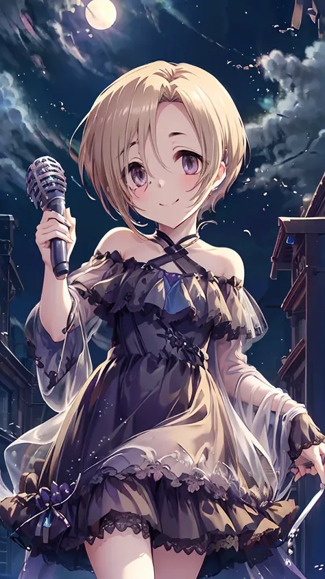 masterpiece, highest quality, high resolution, very detailed,(((koume shirasaka))), (((naked)))、(((holding a microphone。)))、(((s...