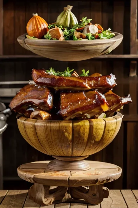 boil pork bones, gourd, big bowl, pork ribs,