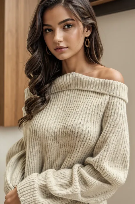 ((Best Quality)), ((Masterpiece)), (detailed), 1 girl, off shoulder sweater, 