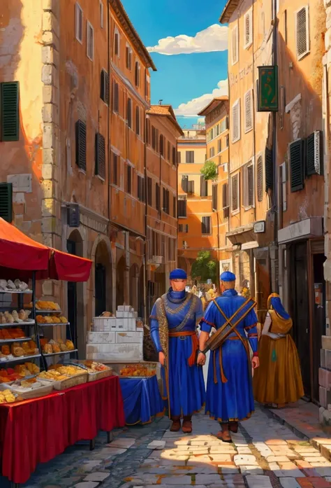 Rome, Streets, Roman Legionnaires, Roman Citizens, Stalls, pixel art