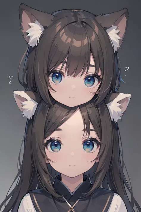 (Animal ears), Dark brown hair, blue eyes, (masterpiece), (Highest quality), (非常にdetailedな), more_detailed:-1, more_detailed:0, more_detailed:0.5, more_detailed:1, more_detailed:1.5, Shine