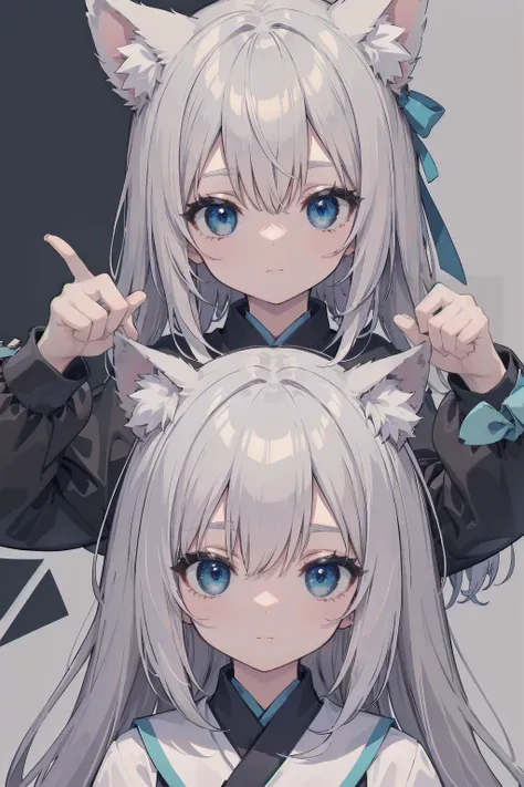 (Animal ears), Light silver hair, blue eyes, (masterpiece), (Highest quality), (非常にdetailedな), more_detailed:-1, more_detailed:0, more_detailed:0.5, more_detailed:1, more_detailed:1.5, Shine