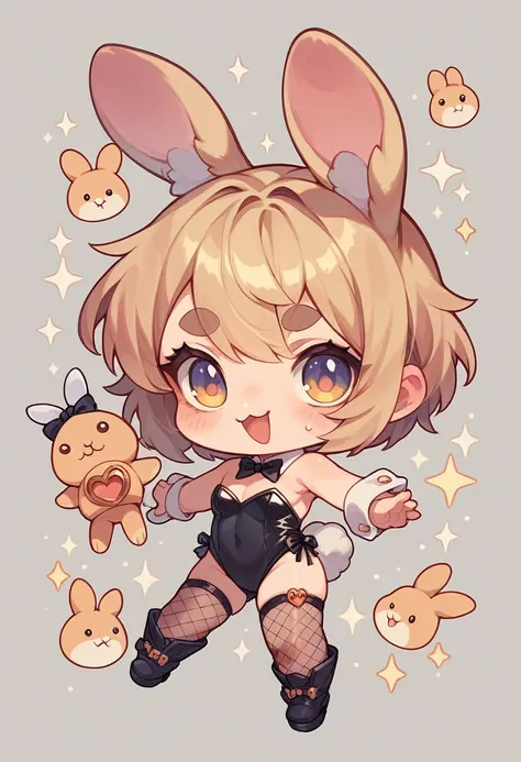 Chibi-e,girl,Bunny girl,black,Mini character,small