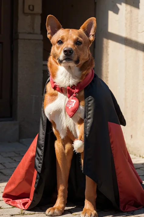 Hotdog wearing a cape