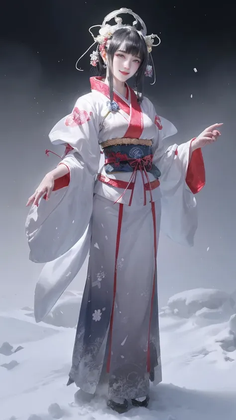 A woman in a kimono is standing in the snow, The sharp gaze of the Yuki-onna, inspired by Itō Shinsui, Winter Goddess, Beautiful digital art, Japanese Goddess, Beautiful avatar photos, Gweiz-style artwork, Inspired by Li Mei-shu, Inspired by Ai Xuan, Anime...