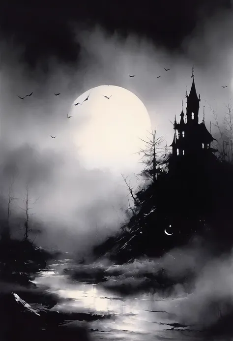 in the style of stephen gammell, dark scarlet background, minimal colors, chemiluminescence. (animation. the night will pass, a ...