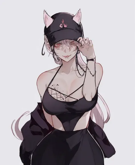 anime girl with a devil hat and a black dress, beautiful anime catgirl, an anime girl, anime character, anime catgirl, anime gir...