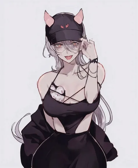 anime girl with a devil hat and a black dress, beautiful anime catgirl, an anime girl, anime character, anime catgirl, anime gir...