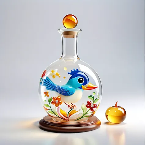 generate a glass handicraft or artwork。it needs to be half cartoon and half realistic style，the realistic style accounts for a l...