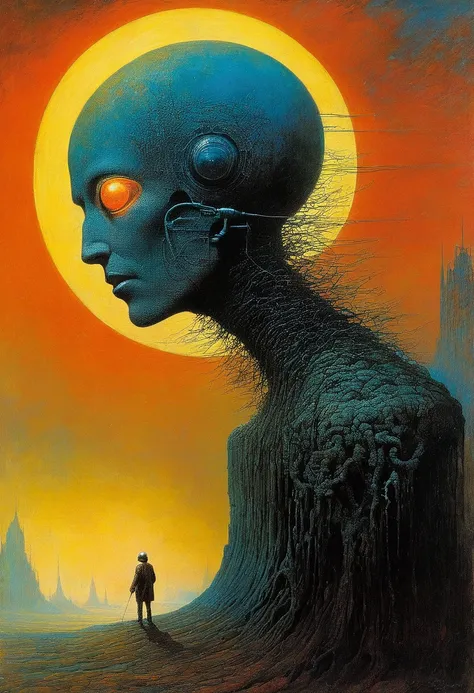 Time Travel，Old Sci-Fi Posters, author：Zsław Beksinski and Jean.Gillot