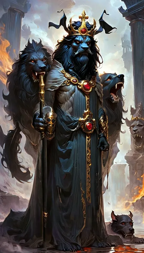 hades is often depicted with a somber expression, a beard, and a helmet or crown. he is also known for his companion, cerberus, ...