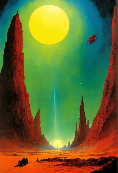 Alien civilization ruins，Old sci-fi posters, author：Zsław Beksinski 和 Jean.Gillot