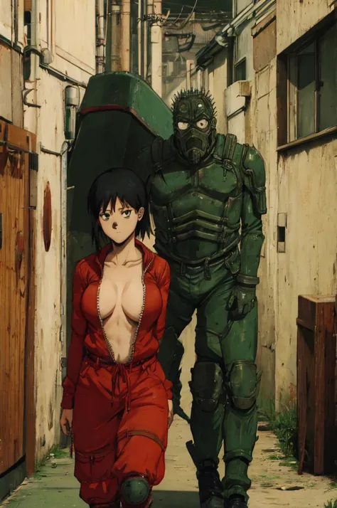 Kobeni Higashiyama from Chainsawman, Dorohedoro Style, sexy girl with black hair, slender body, nude sexy girl