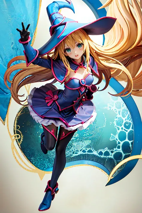 dark magician girl, Super detailed, Very detailed, masterpiece, 最high quality, 最high quality, Absurd, High resolution, Black Magician Girl, (One girl:1.2), alone, Detailed face, Dynamic pose, Hair flow, (whole body:1.1), Blonde, Long Hair, View your viewer...