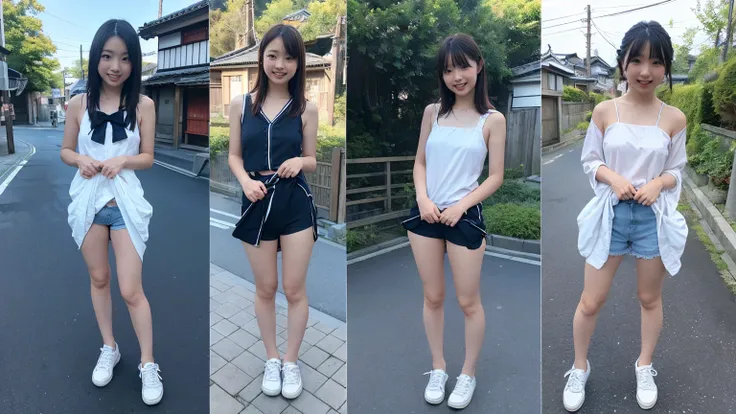 (２Split Photo:1.3)、Magazine Cover:1.3、(Beautiful 9 year old Japanese female town Street in Summer,All are under 90cm tall:2.0), Cute Face, (Deeply chiseled face:0.7), (freckles:0.6), Soft Light,Healthy white skin, shy, Bob, (Serious face), (Sparkling eyes)...